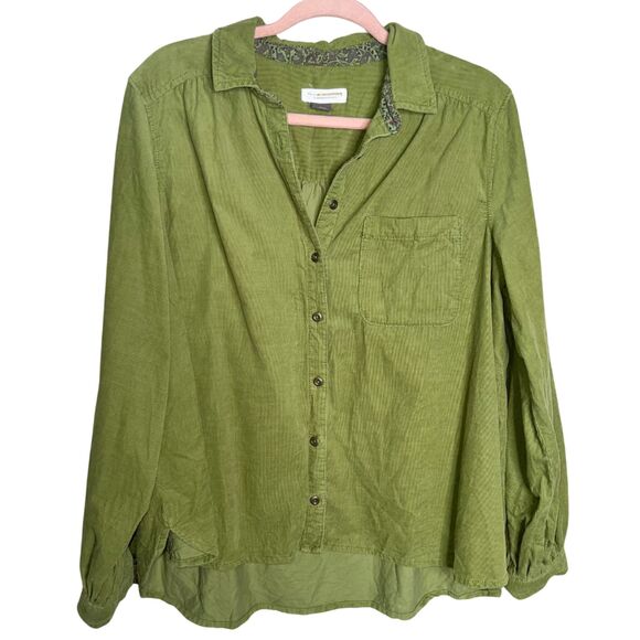 Anthropologie Pilcro Sigourney Green Corduroy Button Down Top M - Picture 3 of 8